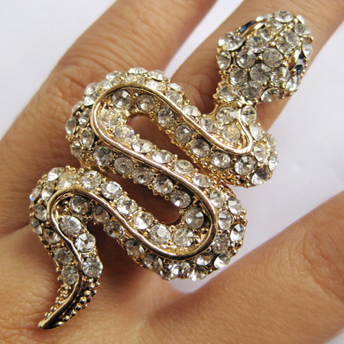 Golden Big Snake Swarovski Crystal Finger/Ring RC135