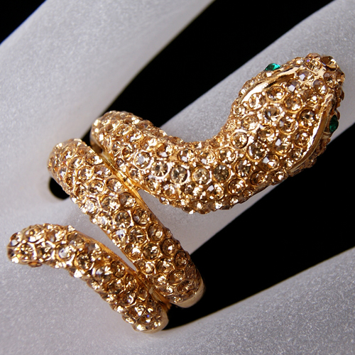 Size 8 Topaz Snake Swarovski Crystal Finger Ring RC313