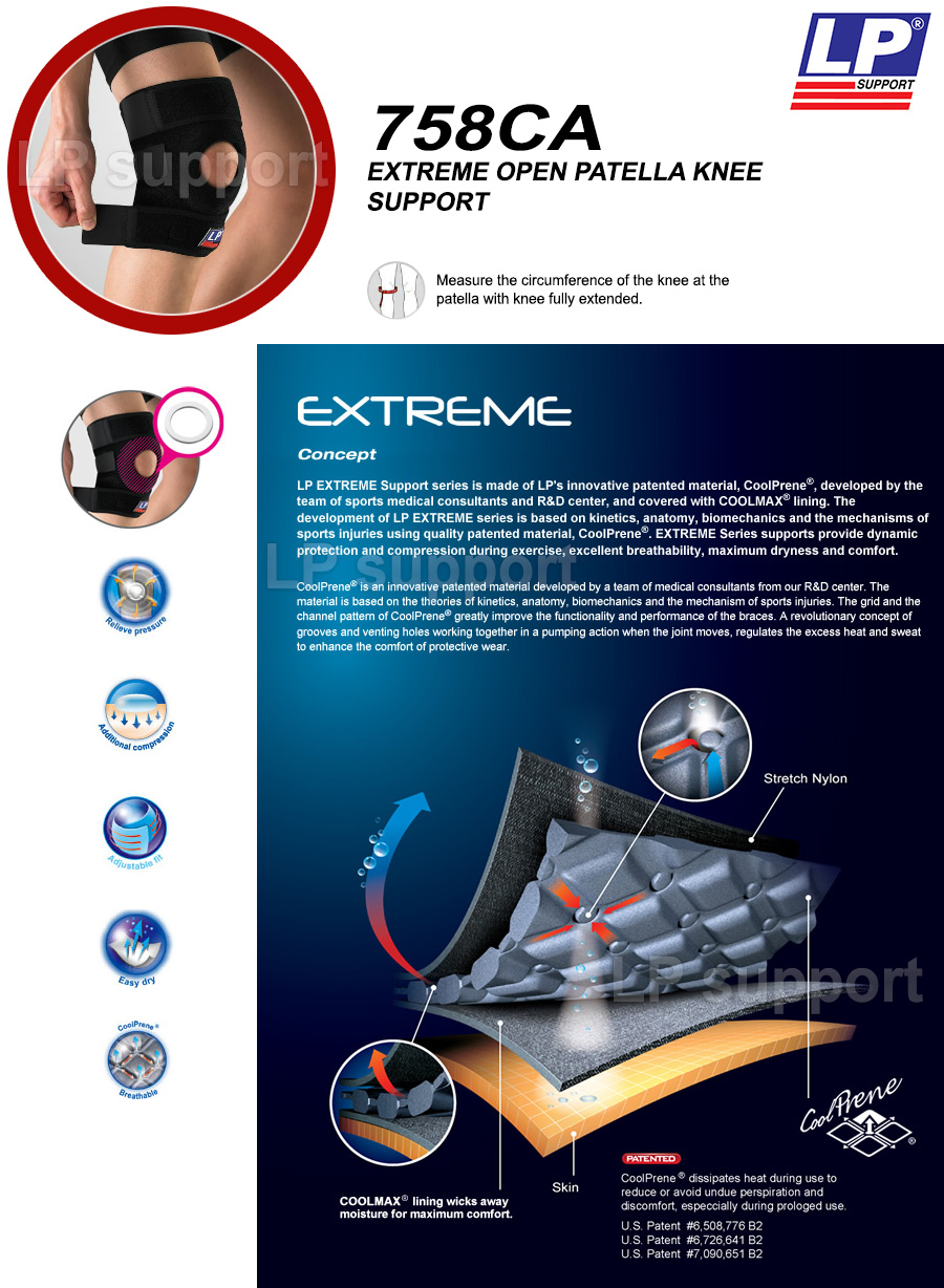 LP 758CA Extreme Open Patella Knee Support Knee Sheath Pad Brace