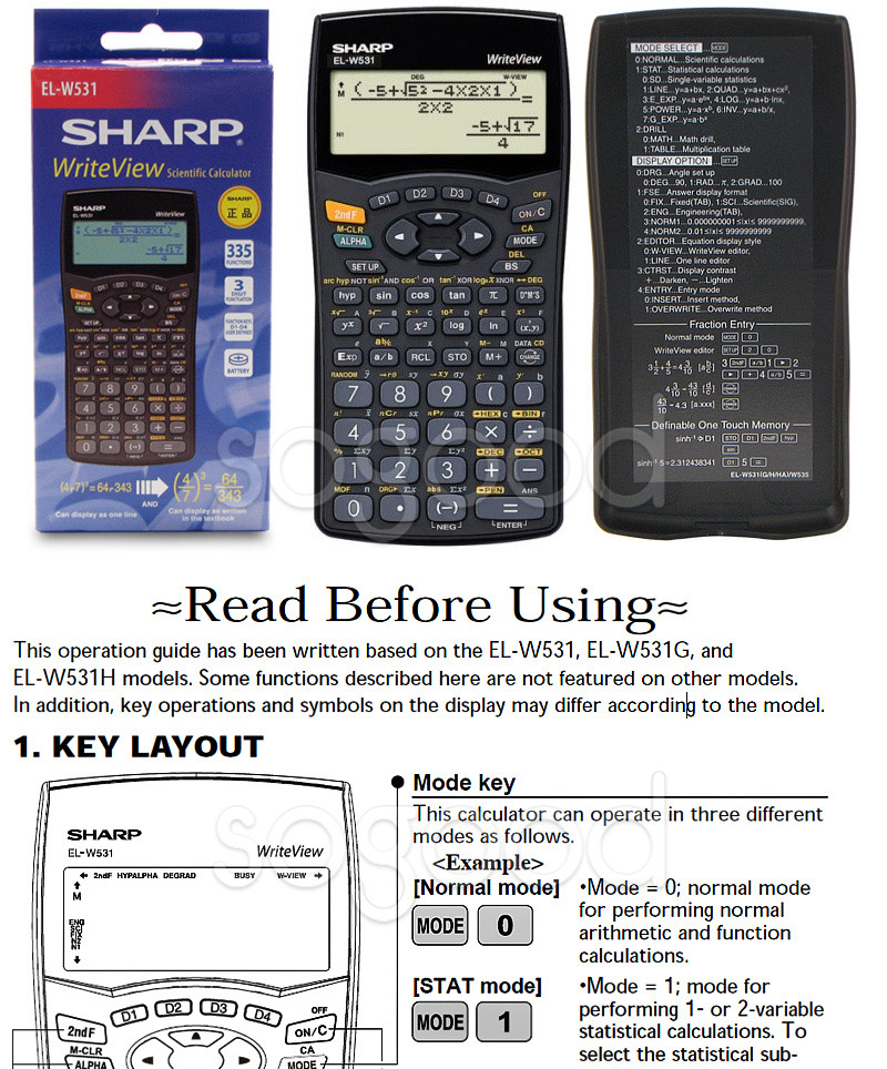 SHARP Scientific Calculator ELW531 ELW531 4line x 16 digit wright view + Gift eBay