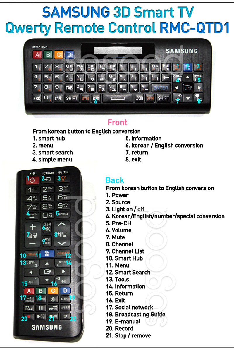 Genuine Samsung 3D Smart TV Keyboard Bluetooth RMCQTD1 Qwerty Remote