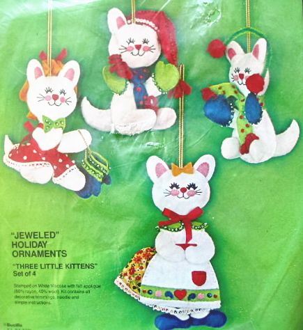 Bucilla Kit Three Little Kittens Jeweled Felt Ornaments
