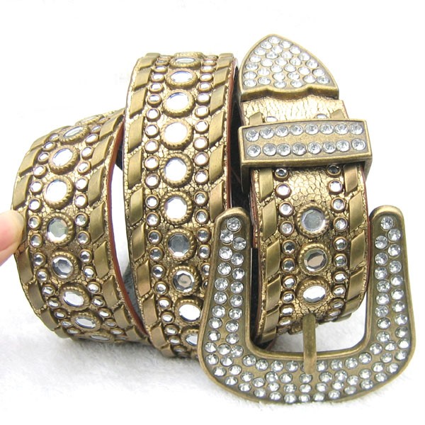 New Women Western Rhinestone Buckle Leather belt #6