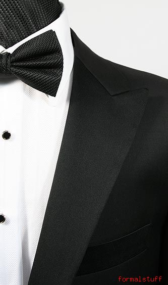 MENS 62L BLACK WOOL TUXEDO 62 L w/  PANTS CLASSIC PEAK