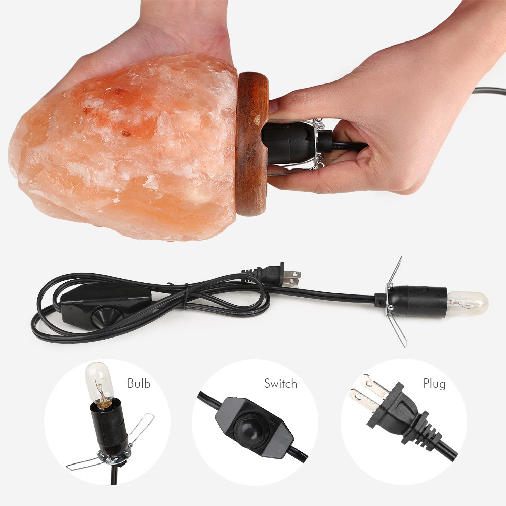 Himalayan Natural Ionic Rock Crystal Salt Night Lamp Air Purifier Dimmer 110V