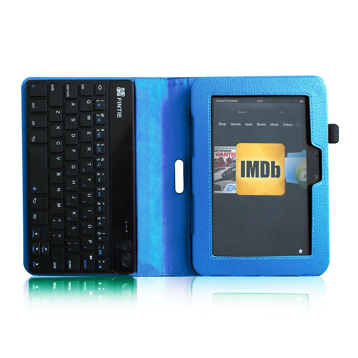Folio Removable Bluetooth Wireless Keyboard Case Cover for Kindle Fire