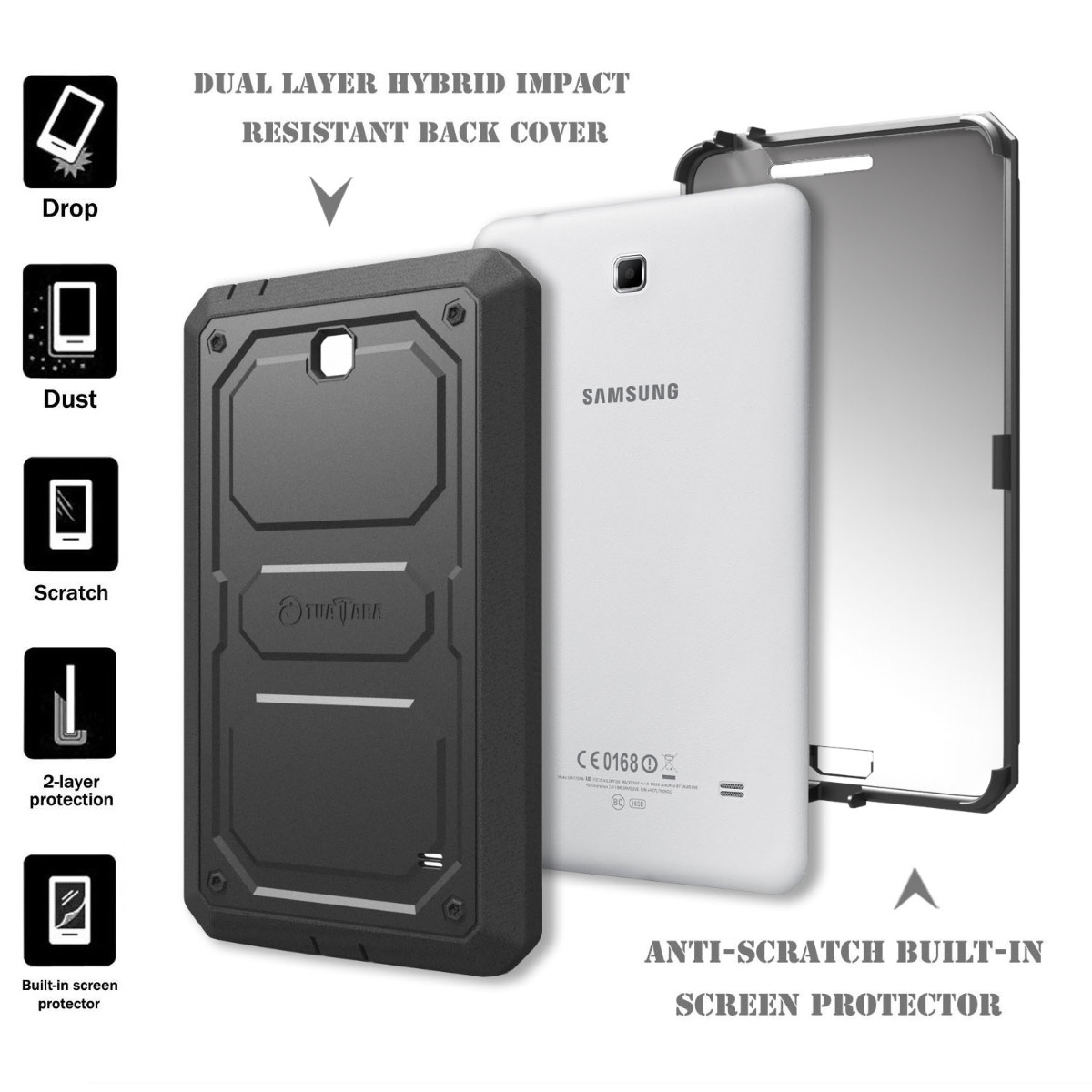 Rugged DualLayer Full Protective Case Cover for Samsung Galaxy Tab 4