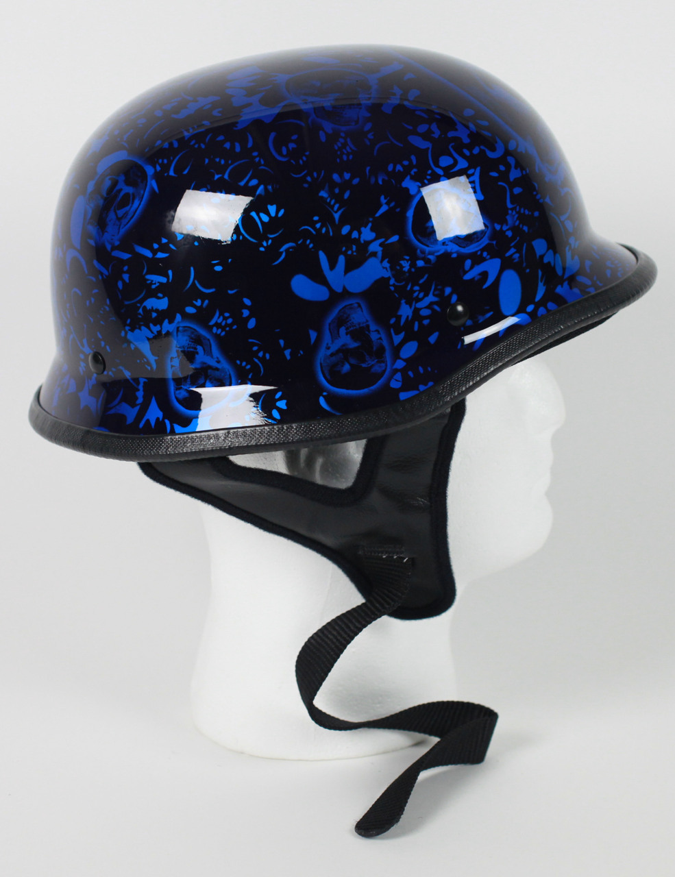 DOT GERMAN STYLE BONE YARD BLUE MOTORCYCLE BIKER HELMETS HELMET XS3XL