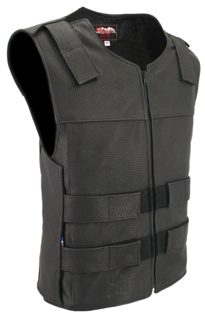 MADE IN USA BULLET PROOF STYLE PERFORATED LEATHER MOTORCYCLE BIKER CLUB