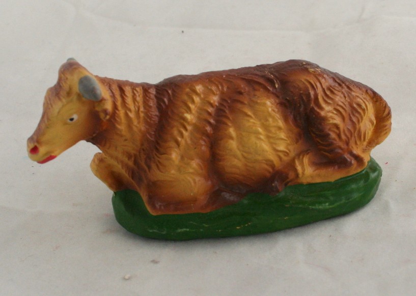 vintage nativity, plaster, figurine,cow,Italy
