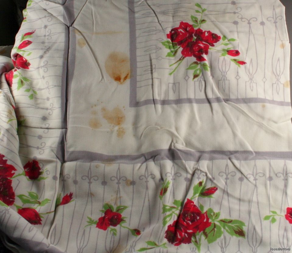 vintage tablecloth,rayon,printed,panel,fabric