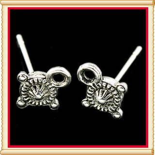 50 Antique silver Earring Post Q1045