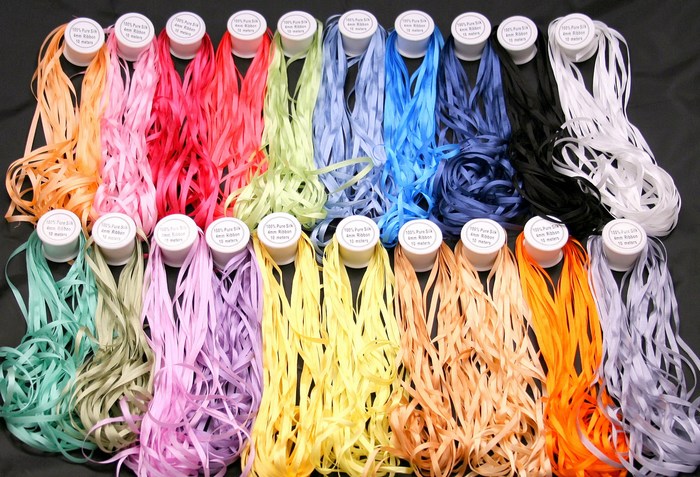 NEW 500M of 4MM PURE SILK EMBROIDERY RIBBON 50 COLORS