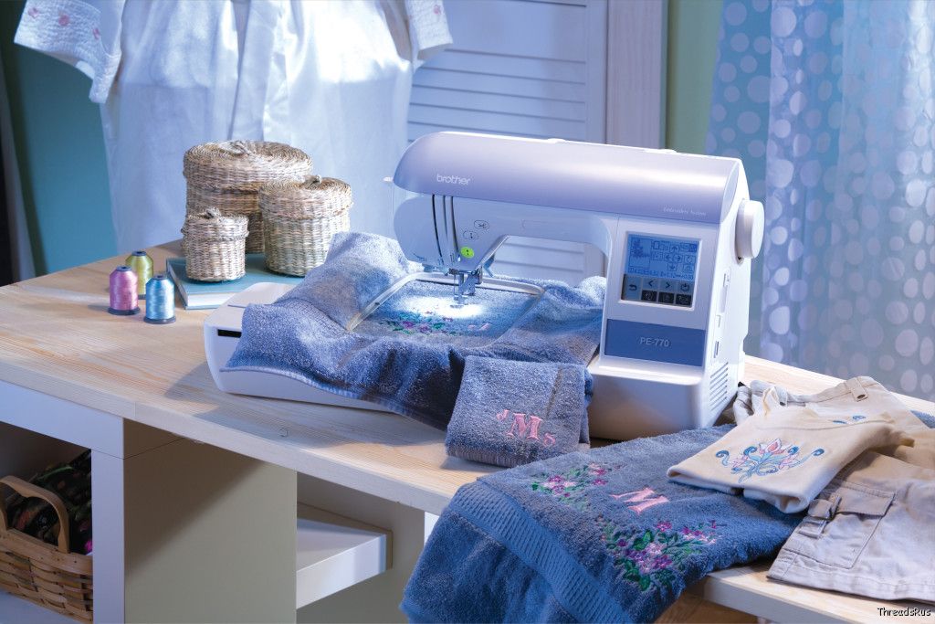 NEW BROTHER PE770 EMBROIDERY MACHINE + EMBROIDERY THREADS + BACKING