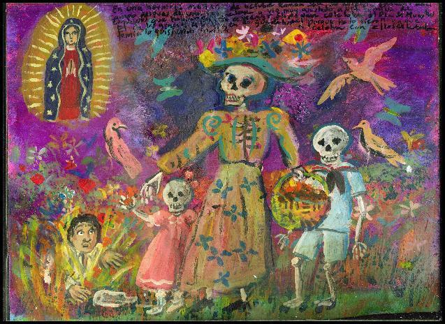 Mexican Exvoto ex voto retablo Day of the Dead family