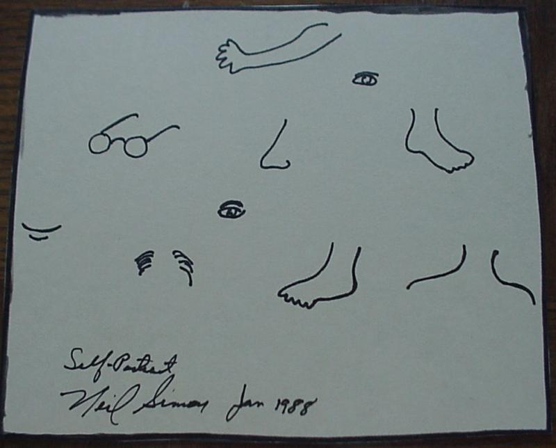 ORIGINAL INK DRAWING SELF-PORTRAIT BY NEIL SIMON JAN 19