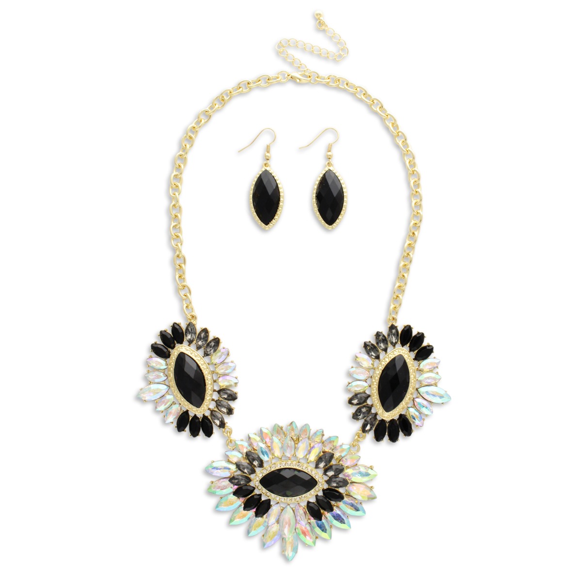Monochrome Marquis Burst Collar Necklace