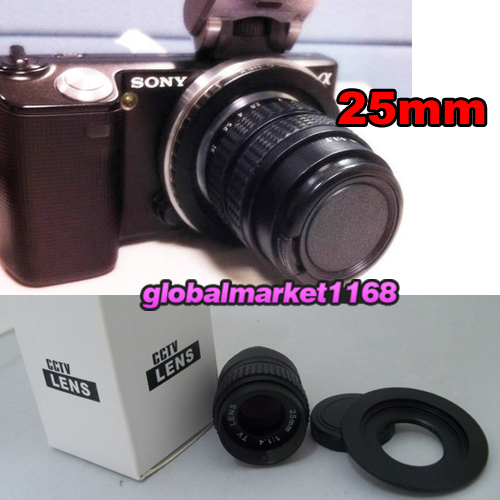 Fujian 25mm F1.4 CCTV Film-Objektiv + C-Mount-Adapter + Micro Ring um Sony NEX 5
