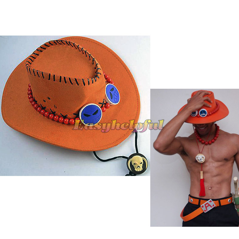 One piece Portgas D Ace Cosplay Cowboy Hat Cap Costume Japanese Amine