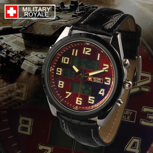 NEW MEN MILITARY ROYALE FIRE FIGHTER RED ARMY WATCH F14