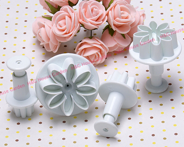 4X Daisy Flower Cake Fondant Cookie Biscuit Plunger Cutter Decorating