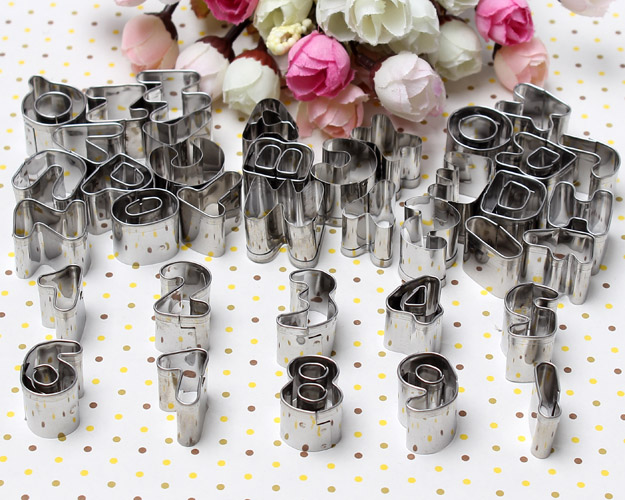 37pcs Alphabet Letter Number Cake Cookies Pastry Fondant ...