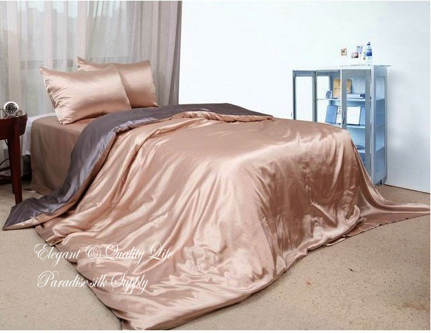 16.5m/m plain pure charmeuse silk bedding 4pcs duvet cover set td114654