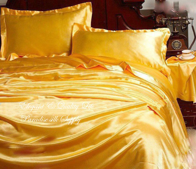 16.5MM pure plain charmeuse silk bedding 4pcs sheets set ts114654