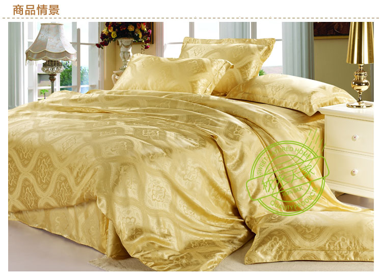 16.5m/m seamless plain pure charmeuse jacquard silk 4pc duvet cover sets  A1207