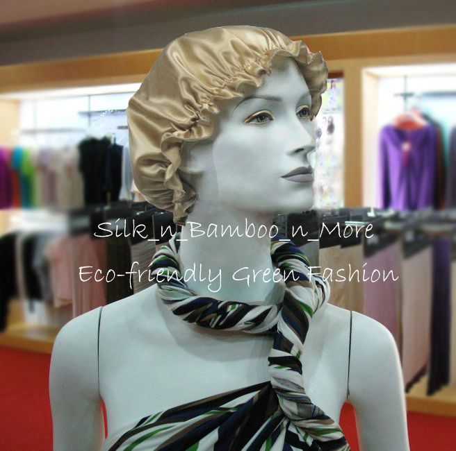 one new pure silk slumber cap sleep shower hat