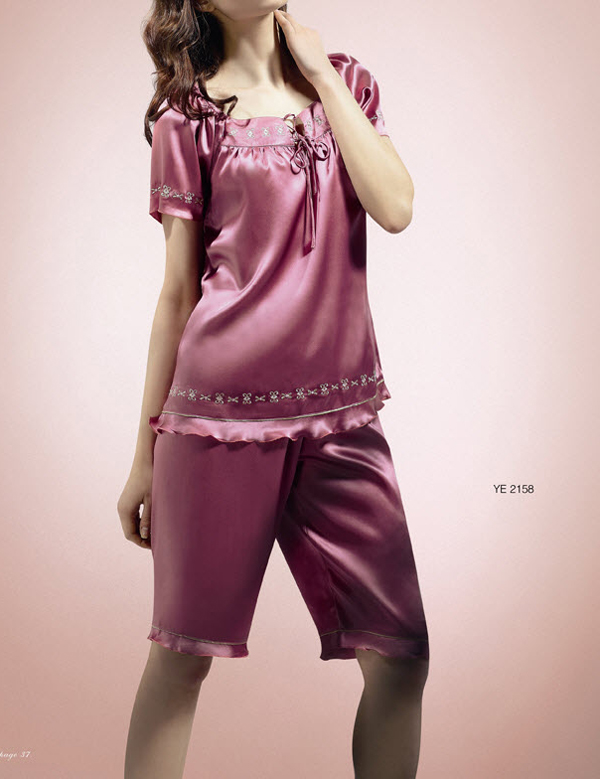 Pure Charmeuse Silk Print  Ladies Pajamas Set US2-6-10