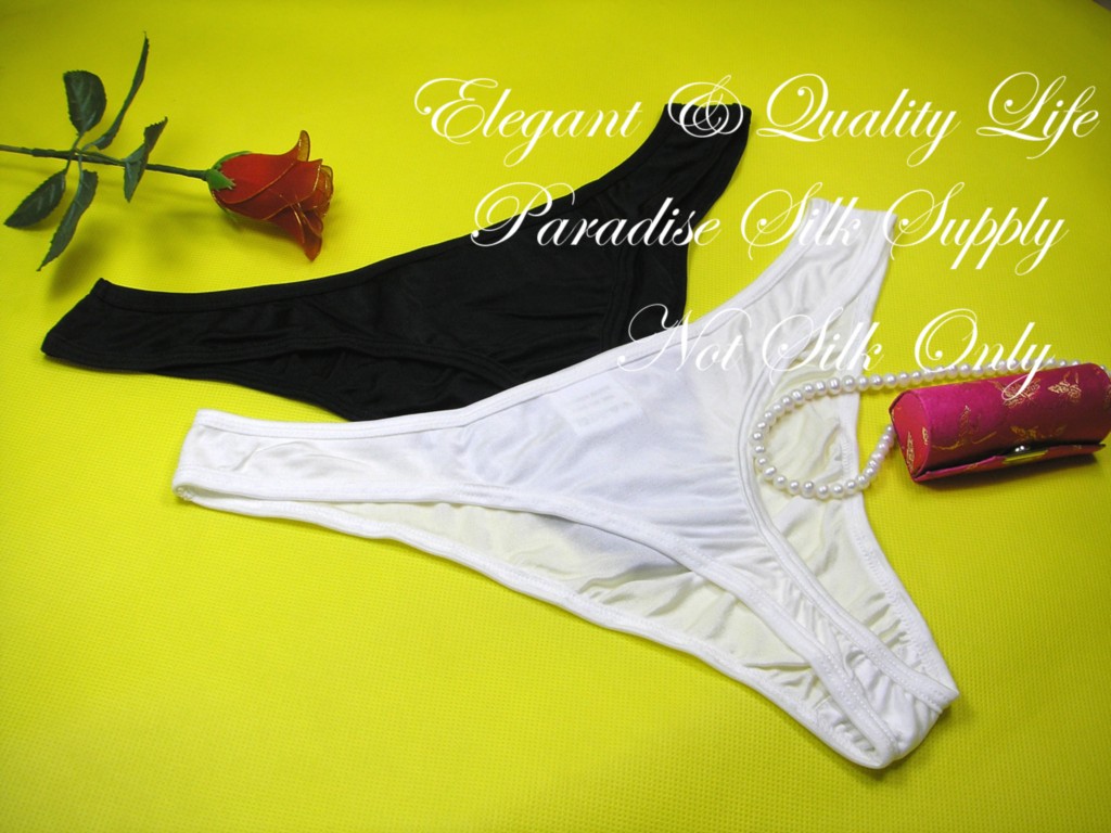 NWT LOT 2 PAIR SEXY SILK KNIT WOMEN THONG PANTIES SZ L