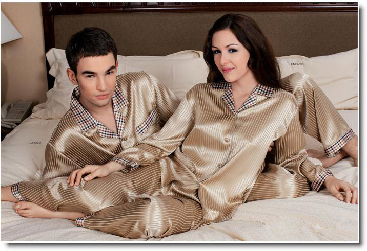 Nwt Silk  Print Pajamas Top Bottom Set For Couples-Men Only