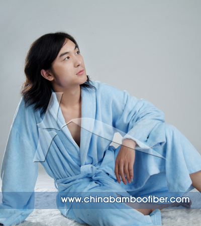 unisex bamboo fiber velvet pile spa bath robe s-m-l