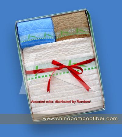 NWT organic jacquard bamboo fiber 1bath/2hand towel set