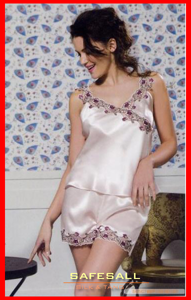 HEAVY WEIGHT PURE CHARMEUSE LADIES CAMISOLE SET  US2~10