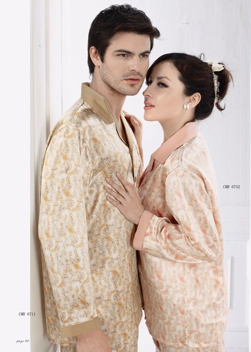 Nwt Heavy Weight Print Silk  Pajamas Top Bottom Set For Couples-Women\'s Only 6752