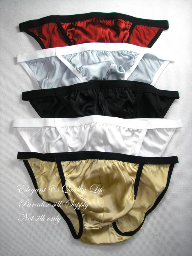 NWT 5 pair silk men\'s briefs string bikinis panties S