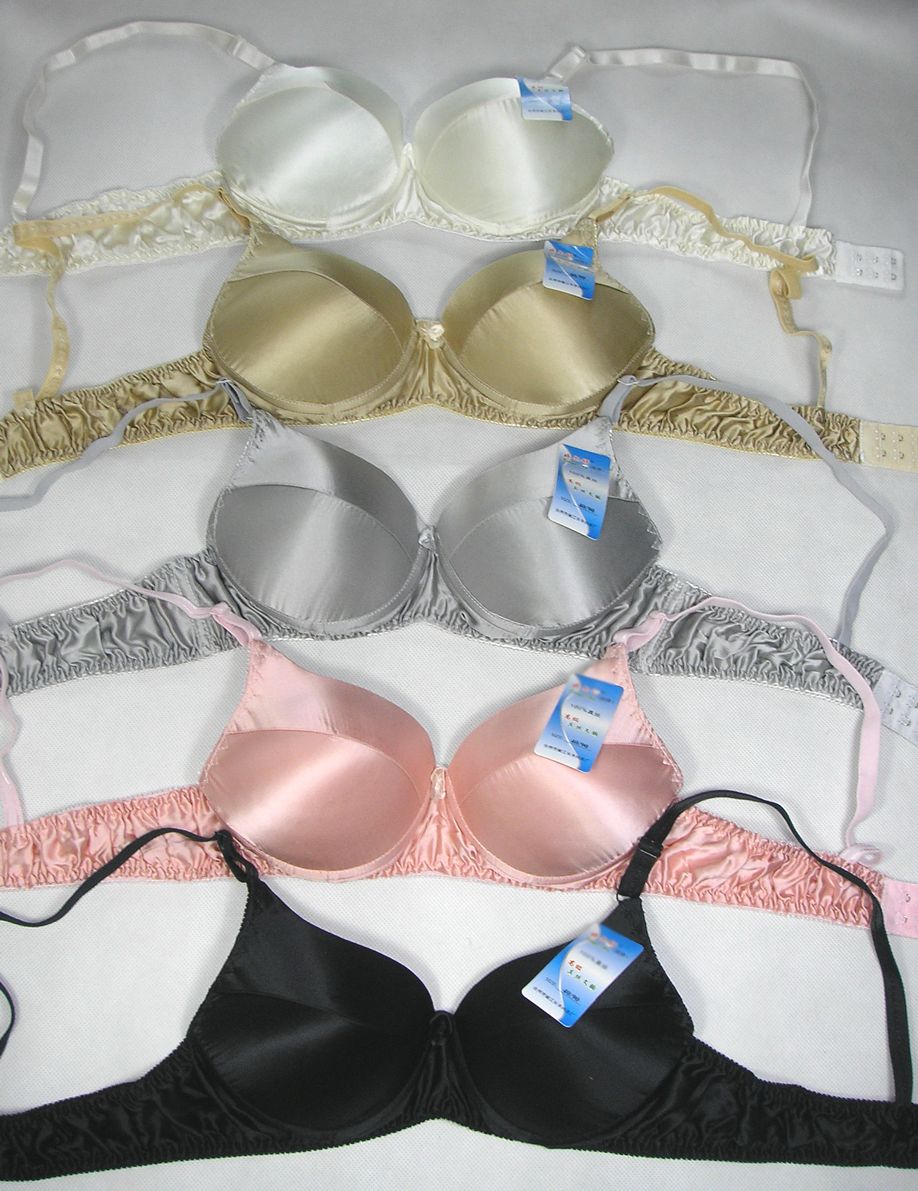 LOT 5 PAIR NEW PADDED UNDERWIRE PURE SILK BRA SIZE 40A