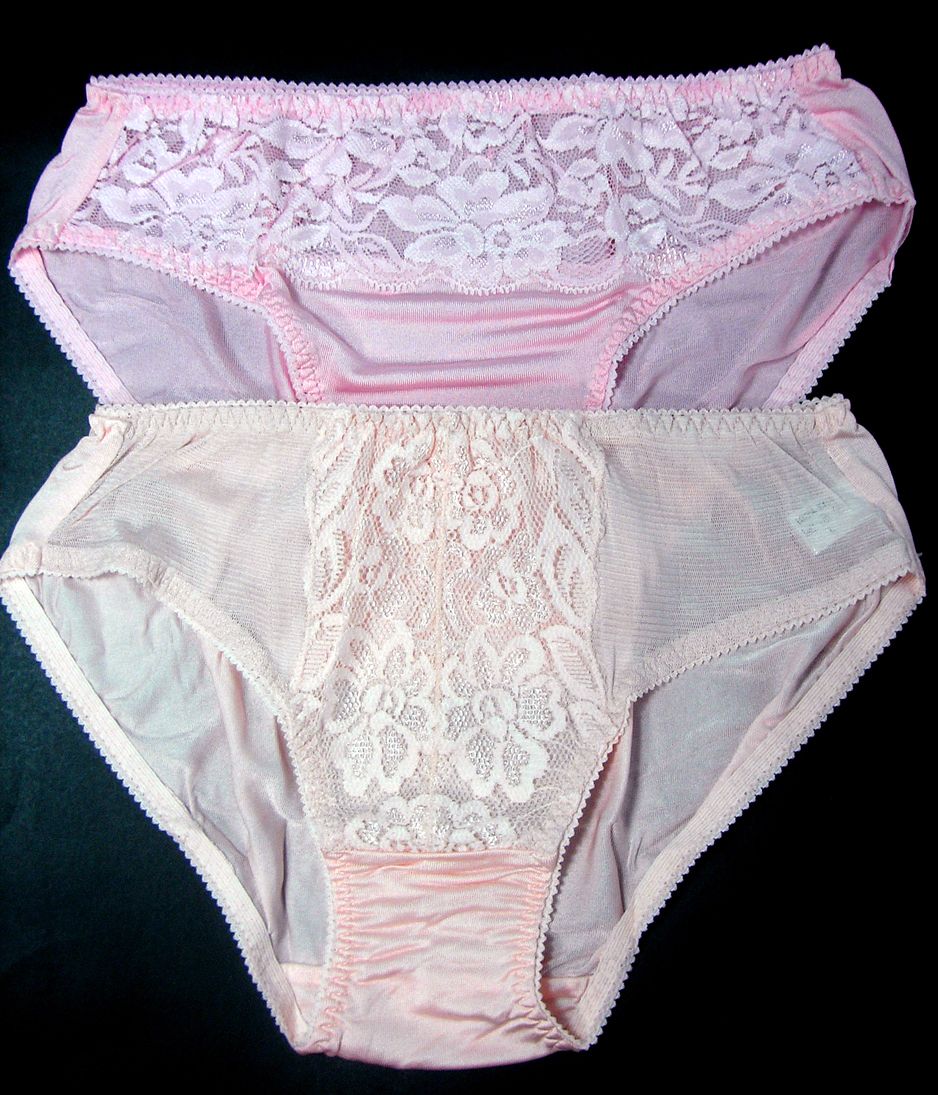 lot 2 new knit silk sexy mesh panties w/ lace l/xl