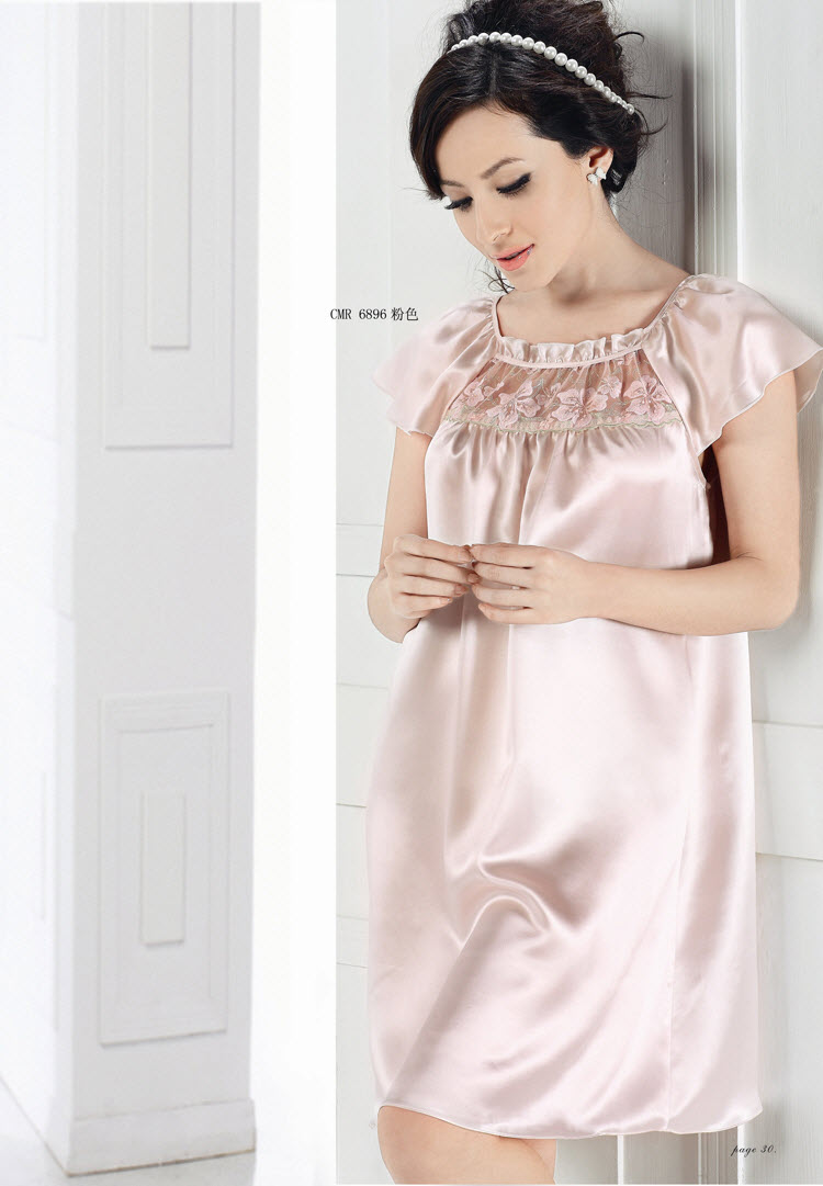 NEW PURE SILK PRINT WOMEN\'S LINGERIE SLEEPWEAR CHEMISE