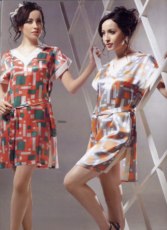 2010 NEW PURE SILK PRINT WOMEN SLEEPWEAR CHEMISE