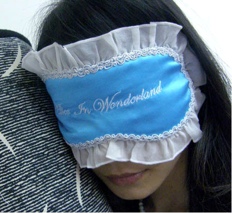 One New Silk Blue Alice Embroidery Eye Mask