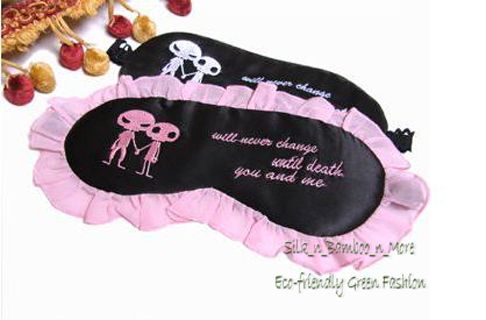 two new silk embroide eye covers sleep mask for couples