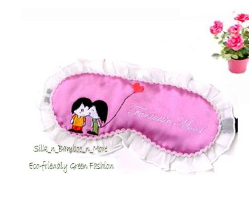 one new silk lovely cartoon embroidery eye mask