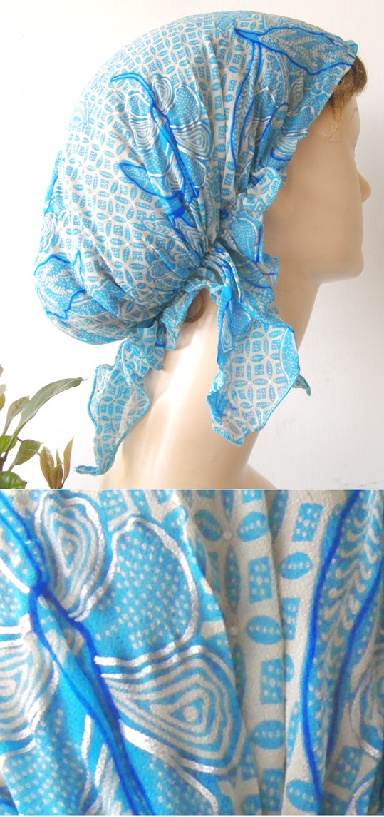 one real silk georgette turban head wrap sleeping hat