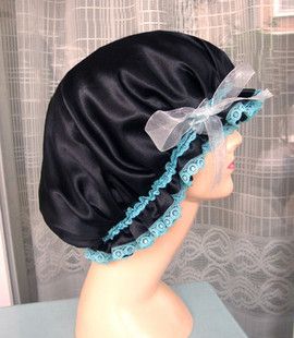 One Real Silk Slumber Cap Sleeping Shower Hat W/ Lace