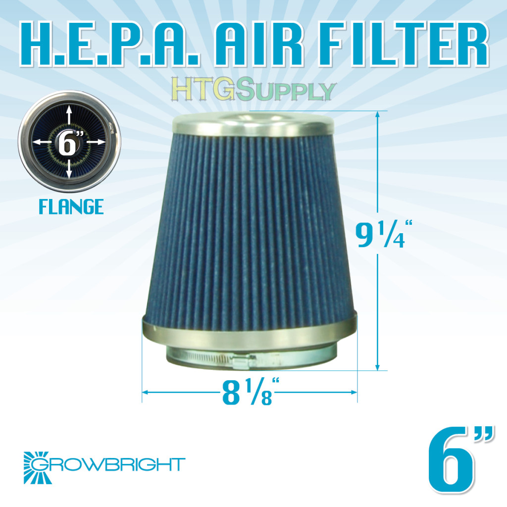 HEPA Air Filter Grow Tent Intake Odor Control Dust Organic Shroom