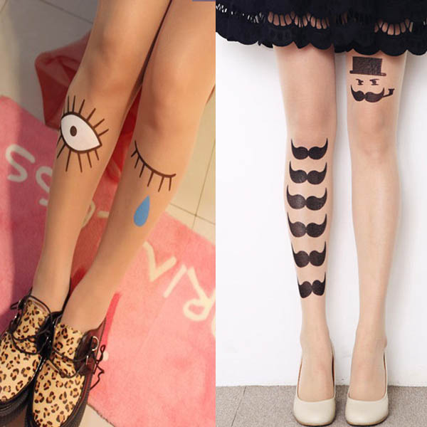 Fashion Ladies Women Sexy Tattoo Sock Sheer Pantyhose Tight Silk Stocking Pants
