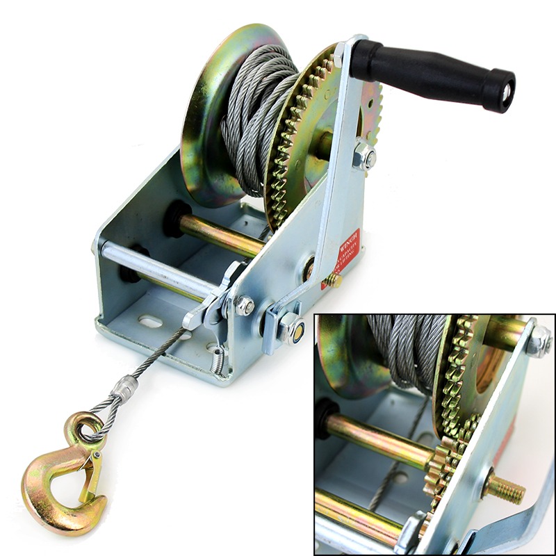 Heavy Duty 2500LB Boat Hand Winch Hand Crank Manual RV Trailer Winch